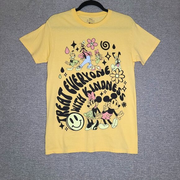 Disney Yellow Graphic Colorful Short Sleeve T-Shirt Size S - Picture 1 of 6